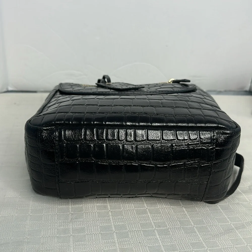 Ashwood Cheltenham Croc Collection mini backpack in black